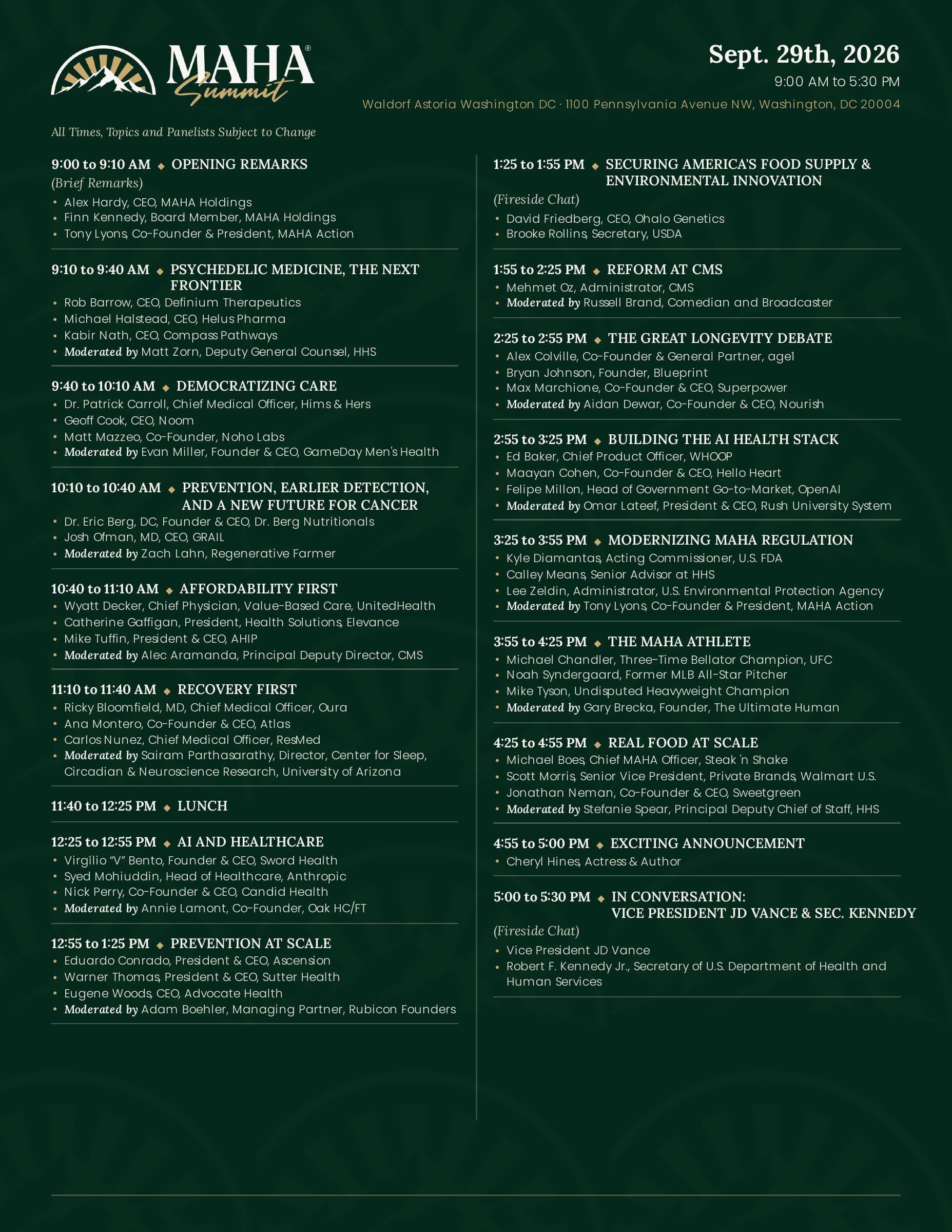 One-page summit program, page 1 of 1. Full text is available in the Web agenda view.